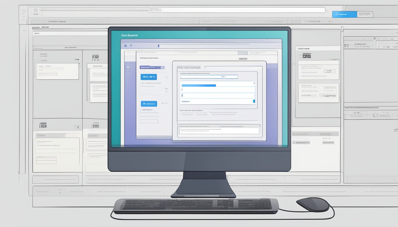 Un monitor di computer che visualizza un processo di verifica con un campo per la data di nascita e un pulsante di conferma